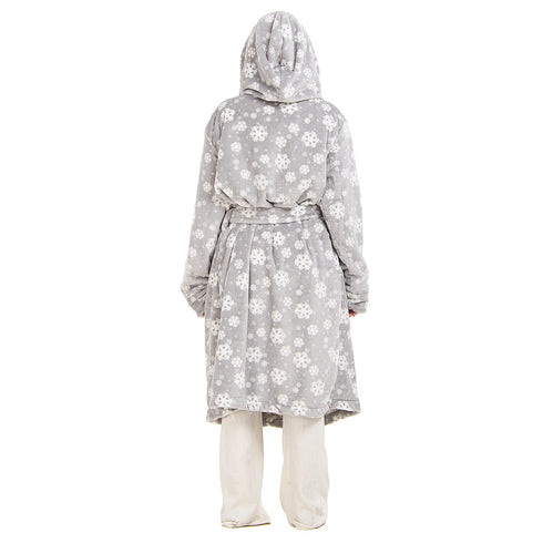 Snuggs Blanket Robe Grey Snowflakes